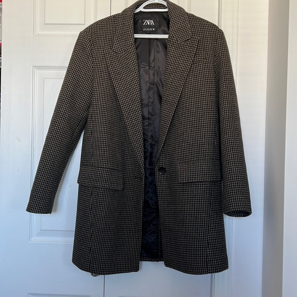 Zara Oversized Plaid Blazer Coat